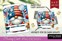 Patriotic Money Card PNG - 4th of July Gnome Money Card Product Image 1