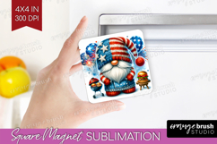 4th Of July Gnome Magnet Sublimation - Patriotic Square PNG Product Image 1