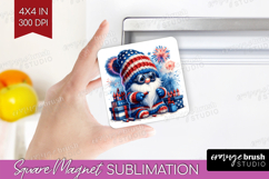 4th Of July Gnome Magnet Sublimation - Patriotic Square PNG Product Image 1