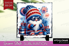 4th Of July Gnome Slate PNG - Patriotic Square Slate Product Image 1