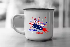 Patriotic gnomes on rocket freedom squad funny mug design