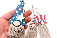Patriotic Gnomes Laser Cut Designs | Macrame Keychain Product Image 3