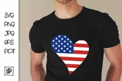 Patriotic Heart SVG Independence SVG USA Flag SVG Cut Files Product Image 1