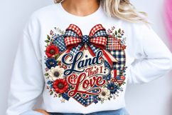 Patriotic Heart Bow Sublimation PNG Product Image 1
