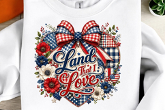Patriotic Heart Bow Sublimation PNG Product Image 2