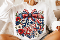 Patriotic Heart Bow Sublimation PNG Product Image 3