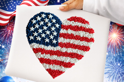 Patriotic Heart , Faux Yarn 4th of July , Latch Hook America Product Image 1