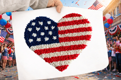 Patriotic Heart , Faux Yarn 4th of July , Latch Hook America Product Image 2