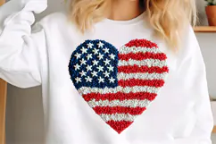 Patriotic Heart , Faux Yarn 4th of July , Latch Hook America Product Image 3
