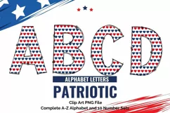 Patriotic Doodle Alphabet Heart American Flag USA Letters Product Image 1