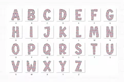 Patriotic Doodle Alphabet Heart American Flag USA Letters Product Image 2