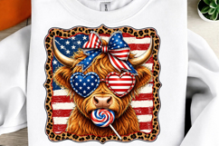 Patriotic Highland Cow PNG Product Image 1