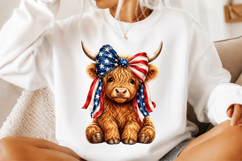 Patriotic Highland Cow PNG Product Image 2