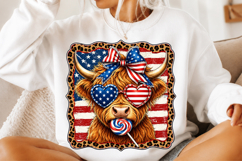 Patriotic Highland Cow PNG Product Image 2