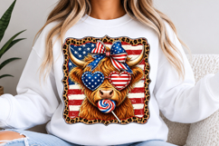 Patriotic Highland Cow PNG Product Image 3