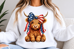 Patriotic Highland Cow PNG Product Image 3