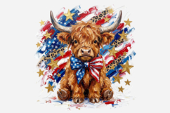 Patriotic Highland Cow PNG Product Image 1