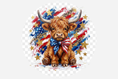 Patriotic Highland Cow PNG Product Image 2
