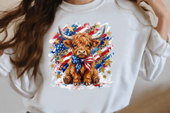 Patriotic Highland Cow PNG Product Image 3
