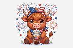 Patriotic Highland Cow PNG Product Image 1
