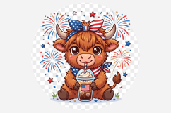 Patriotic Highland Cow PNG Product Image 2