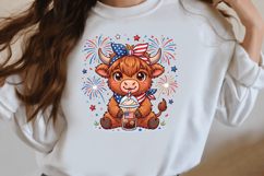 Patriotic Highland Cow PNG Product Image 3