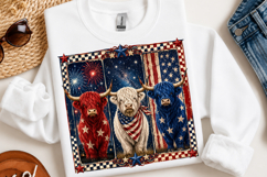Patriotic Highland Cow PNG Trio, 4th of July Cow Product Image 2