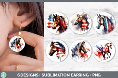Bundle of six Watercolor Flag Horses Round Earrings designs.