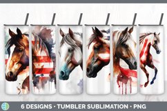 Bundle of six Watercolor Flag Horses Tumbler designs.