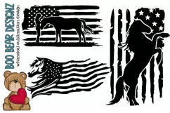 Patriotic Cowgirl Horse Clipart Product Image 1
