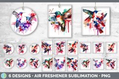 Bundle of six Watercolor Hummingbirds Air Freshener designs.