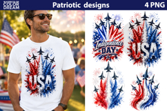 Patriotic Jets Clipart | Independence Day Sublimation Product Image 1