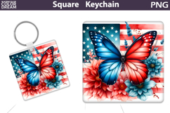Patriotic Square Keychain | 4th Of July Sublimation Product Image 1