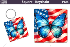 Patriotic Square Keychain | 4th Of July Sublimation Product Image 1