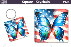Patriotic Square Keychain | 4th Of July Sublimation Product Image 1
