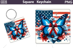 Patriotic Square Keychain | 4th Of July Sublimation Product Image 1