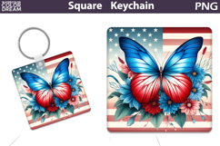 Patriotic Square Keychain | 4th Of July Sublimation Product Image 1
