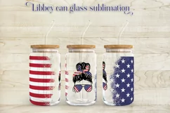 Patriotic libbey can glass | Messy bun PNG Product Image 1