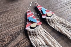 Patriotic Macrame Earrings Laser Cut Design Product Image 2