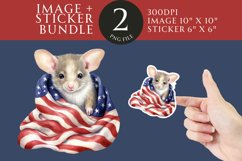Patriotic Mouse Sticker &amp; Clipart Watercolor PNG