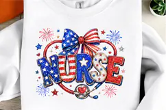 Patriotic Nurse PNG, 4th of July Nurse Product Image 1