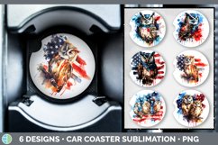 Bundle of six Watercolor Owls Car Coaster designs.