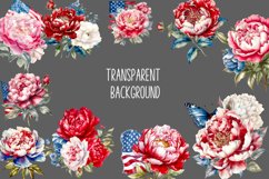 Patriotic Peony Watercolor Clipart