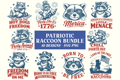 Patriotic Raccoon SVG Bundle - 10 Designs - America Design Product Image 1