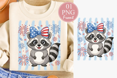 Patriotic Raccoon PNG, 4th of July Cute Animal Sublimation Product Image 1