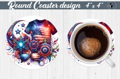 Round Coaster | Patriotic coaster | Fourth Of July Product Image 1