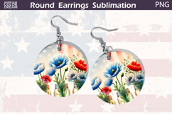 Patriotic Floral Round Earrings | 4th Of July Earrings Product Image 1