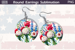 Patriotic Floral Round Earrings | 4th Of July Earrings Product Image 1