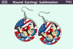 Butterfly Round Earrings | Patriotic Earrings Sublimation Product Image 1