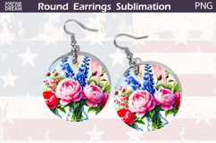 Patriotic Floral Round Earrings | 4th Of July Earrings Product Image 1